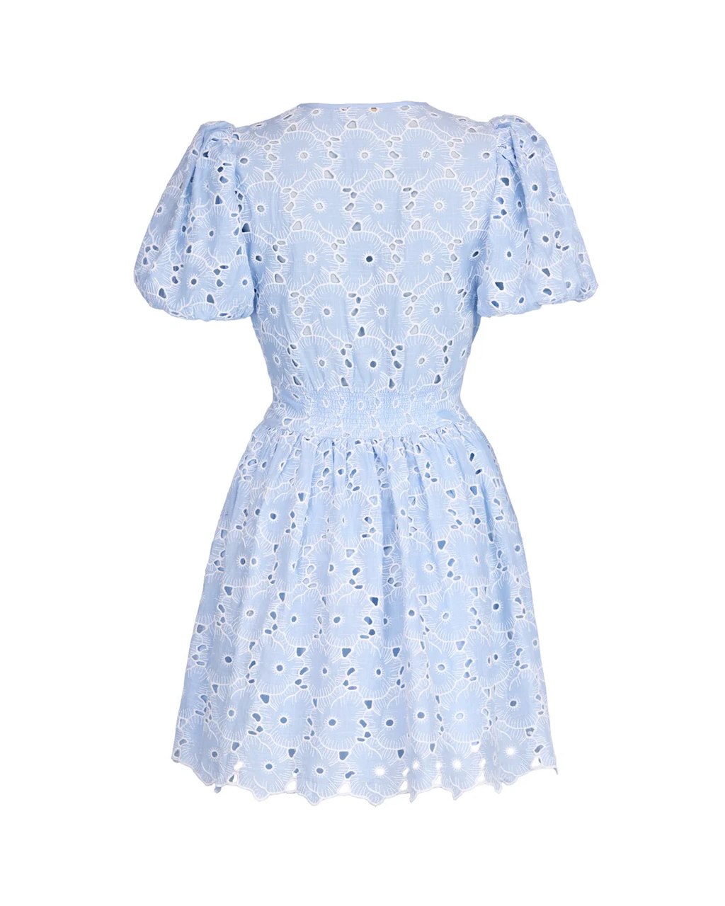 Broderie Anglaise Puffed Dress Light Blue