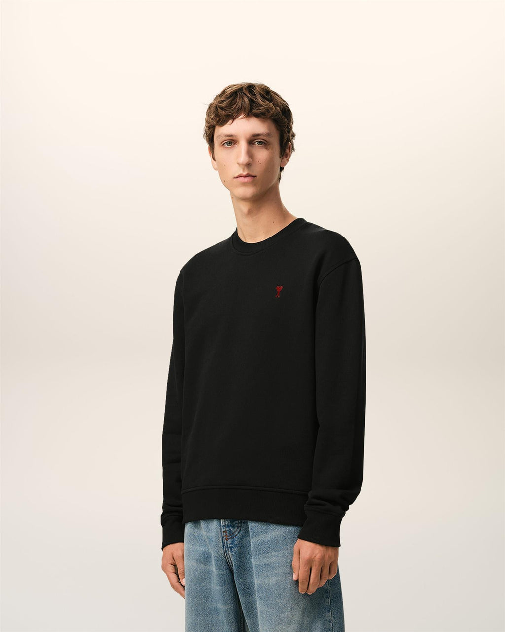 LOOPBACK COTTON AMI DE COEUR SWEATSHIRT BLACK