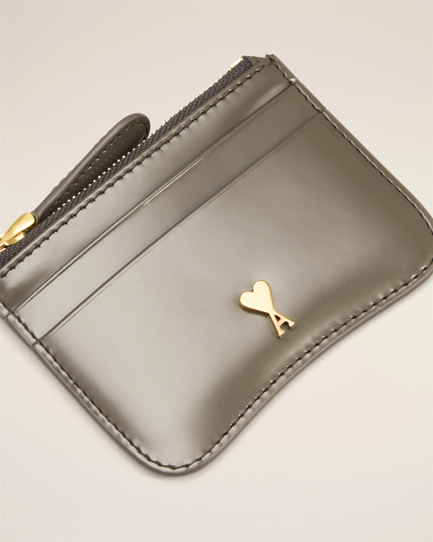 ZIPPED LEATHER ADC CARD HOLDER CARBONE