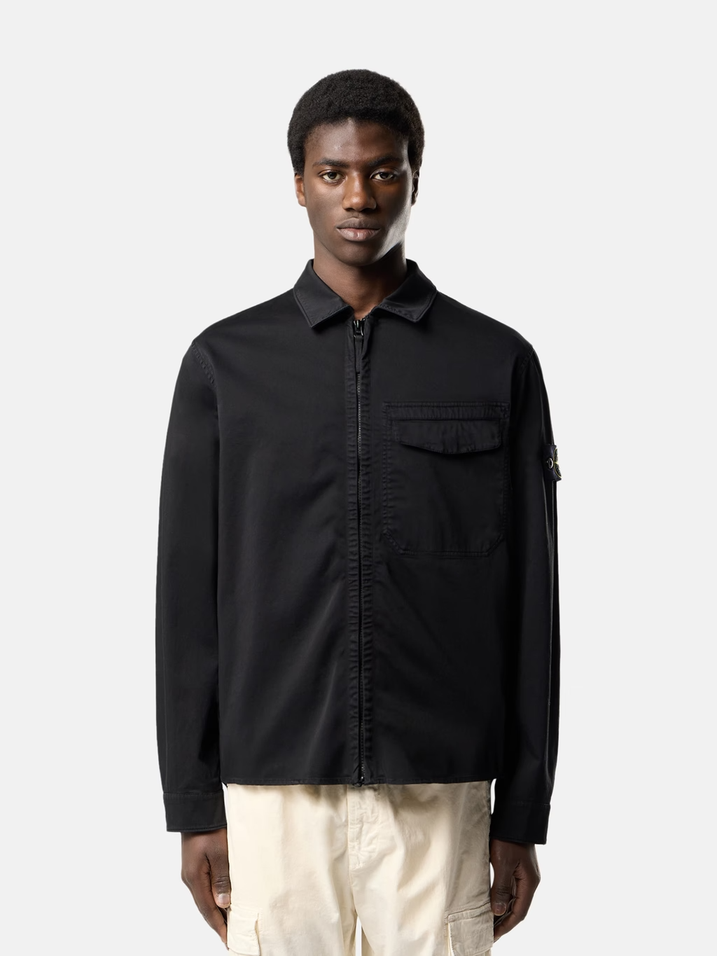 ORGANIC COTTON SATIN OVERSHIRT BLACK