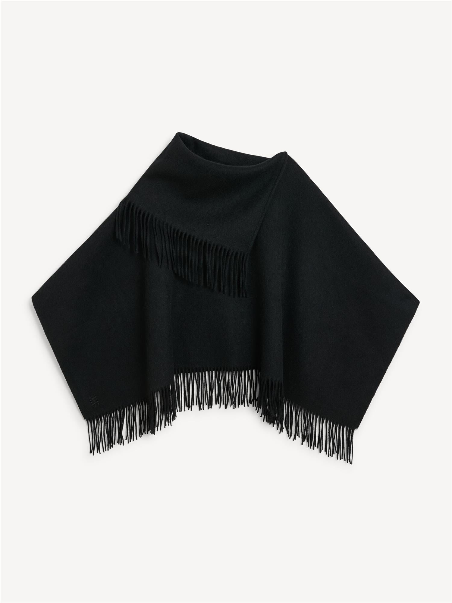 TURTMA Wool Poncho Black
