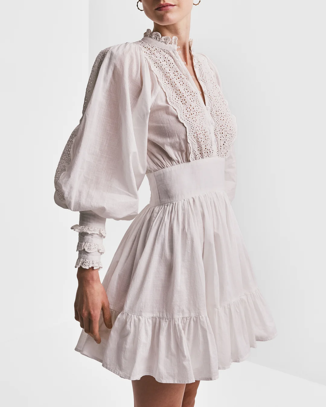 Cotton Slub Mini Dress White