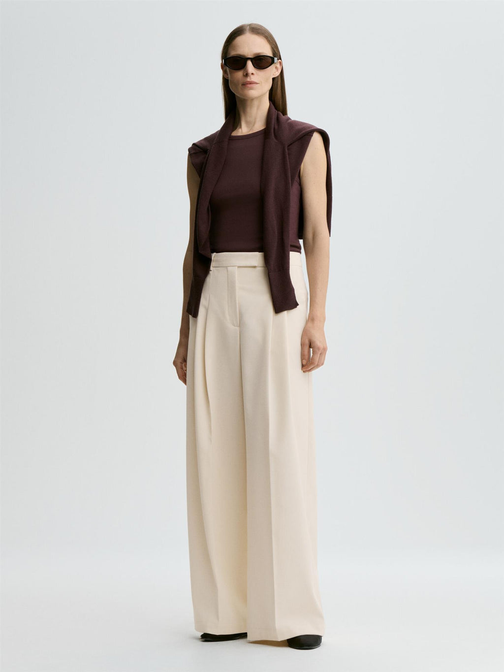 Taalia wide-leg trousers Soft White