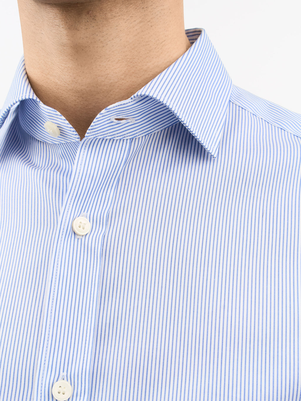 Adley C Cotton Striped Shirt Blue