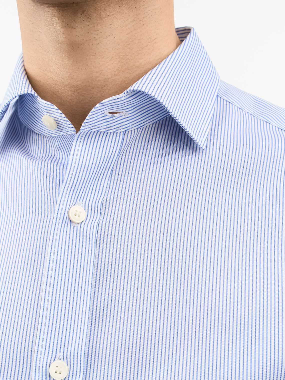 Adley C Cotton Striped Shirt Blue