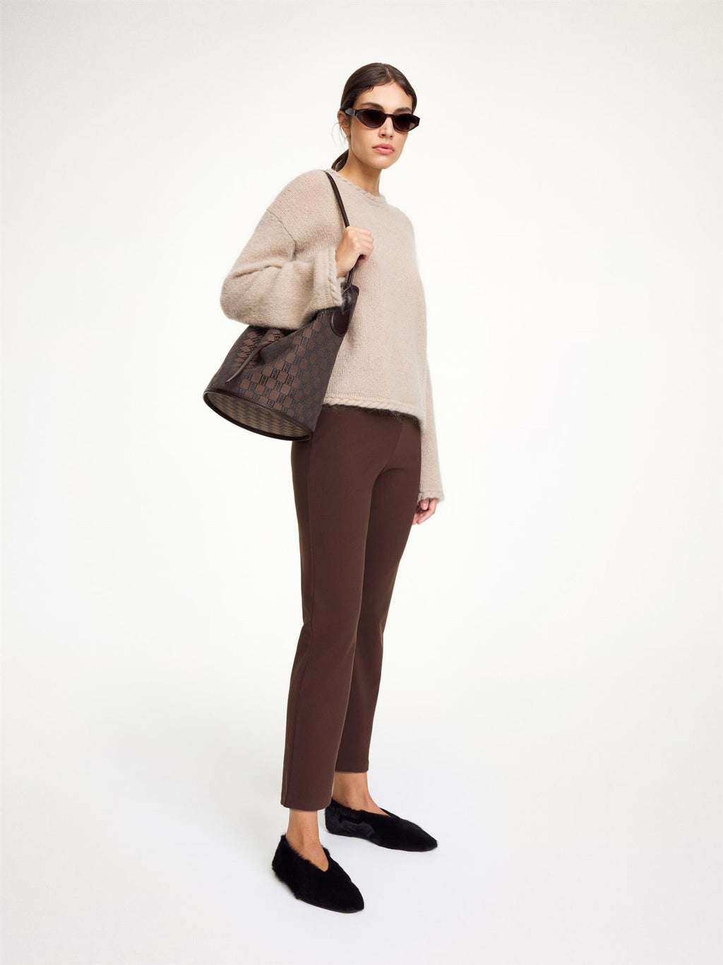 VILEA Cropped Trousers Warm Brown
