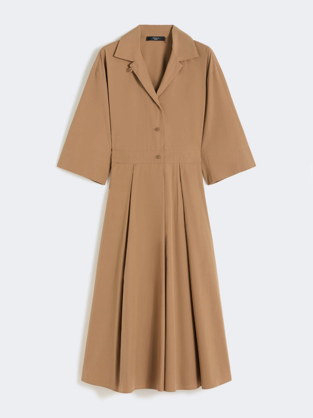 PADANA Cotton Poplin Midi Shirt Dress TOBACCO