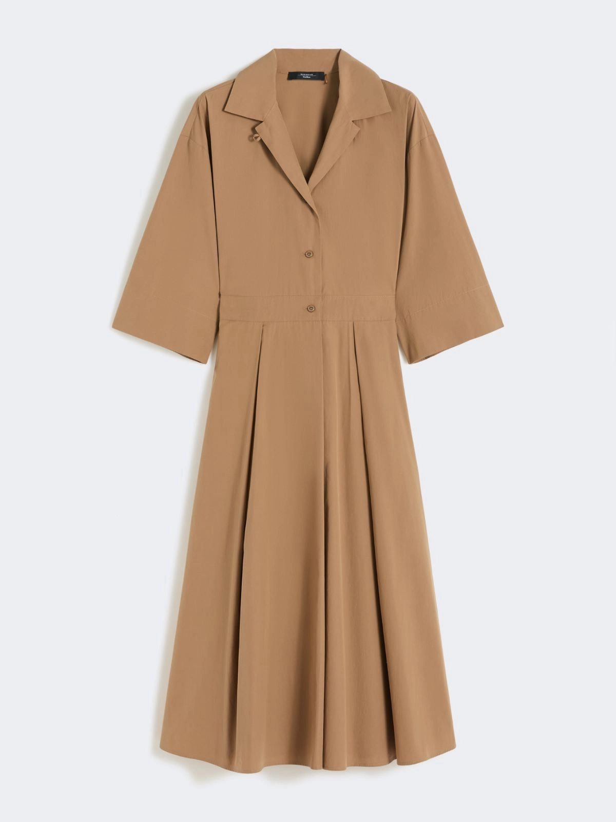 PADANA Cotton Poplin Midi Shirt Dress TOBACCO