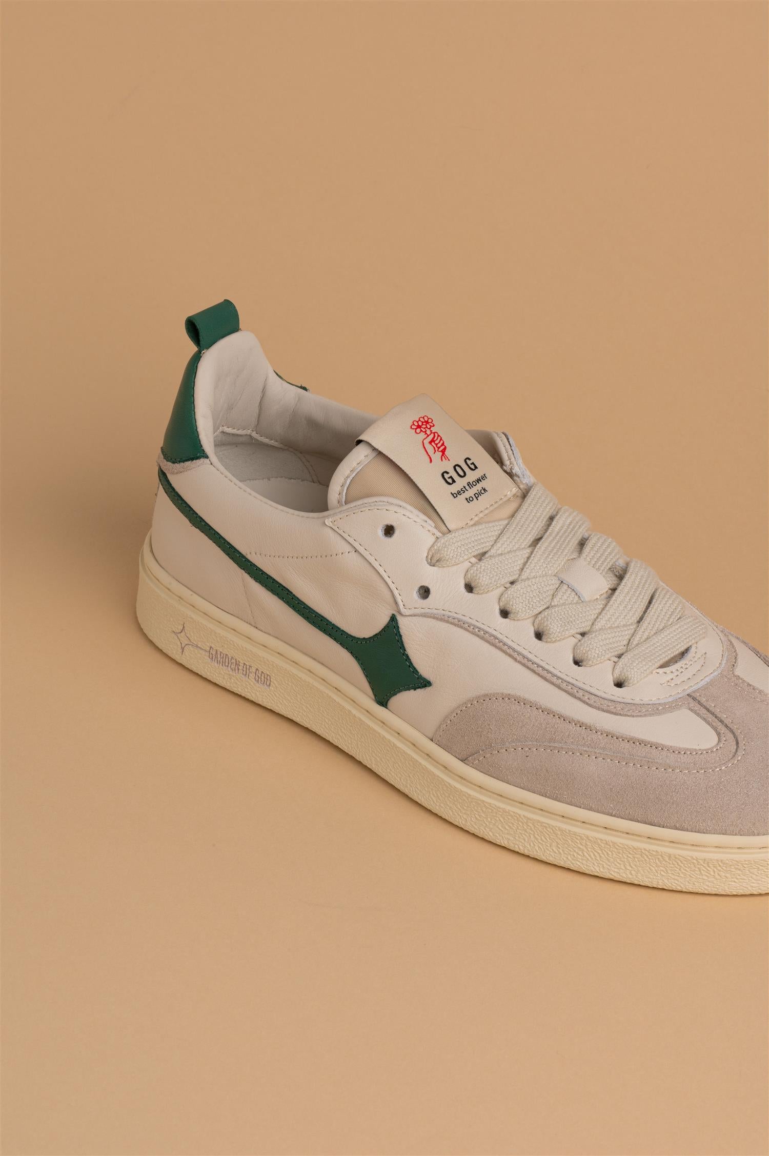 Earth Leather Sneaker Off White/Green