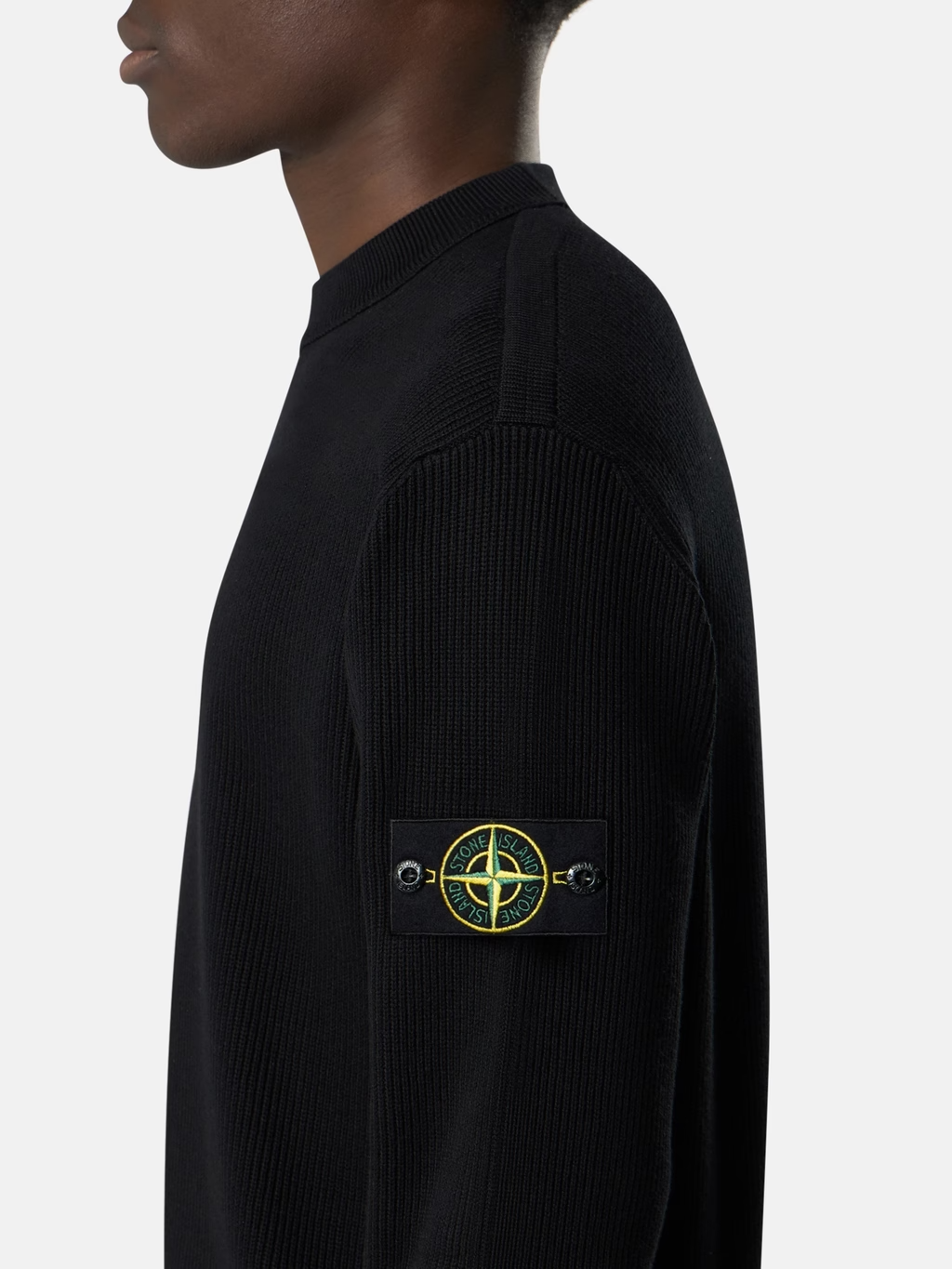 RIBBED KNITTED ORGANIC COTTON SWEATER BLACK