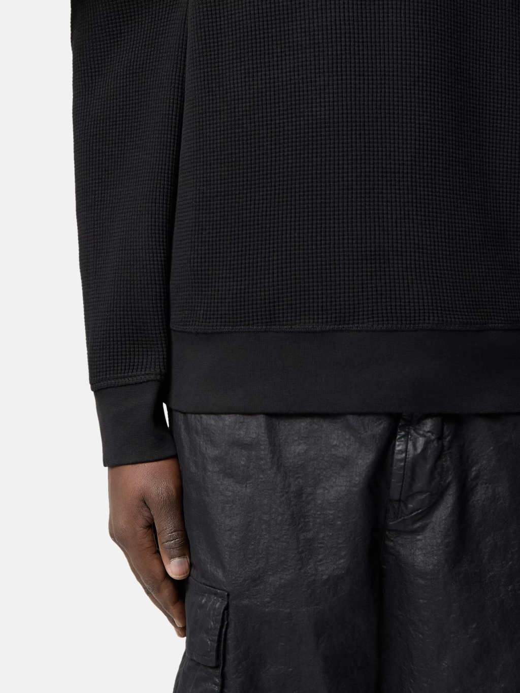 ORGANIC COTTON WAFFLE SWEATSHIRT BLACK