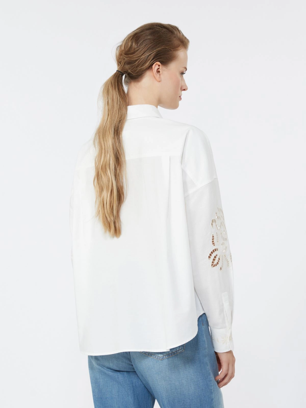 FONTE Embroidered Lace Cotton Shirt WHITE
