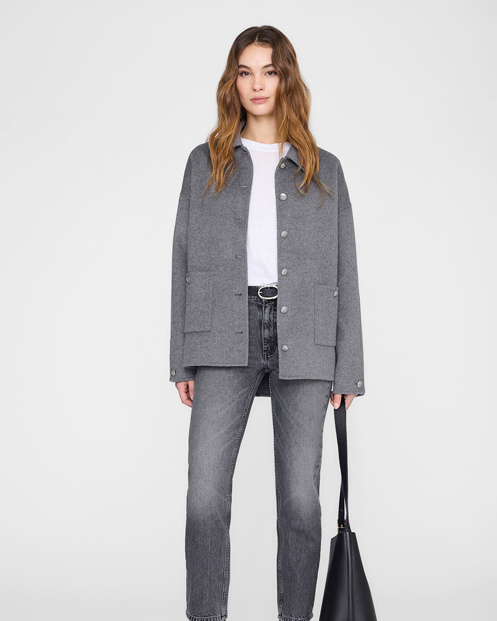LUCA CASHMERE BLEND JACKET HEATHER GREY