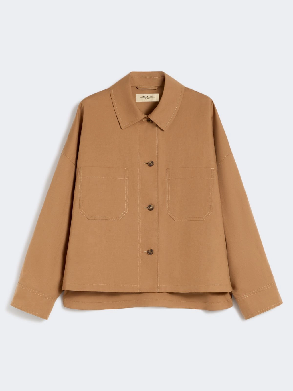 VETTURA Linen Cotton Basketweave Oversized Jacket TOBACCO