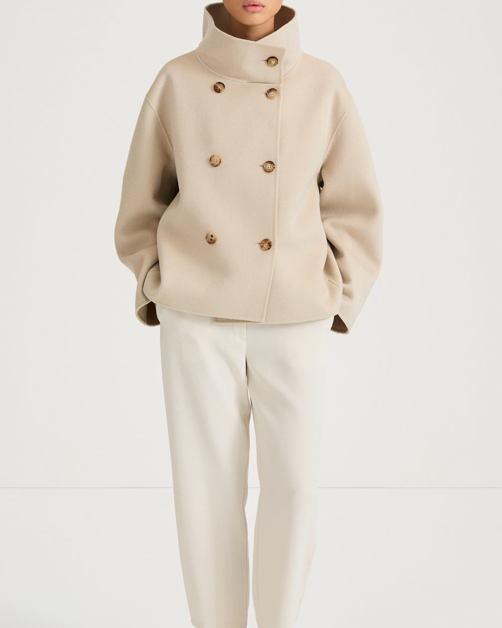 TOVE DOUBLE FACED WOOL JACKET OYSTER