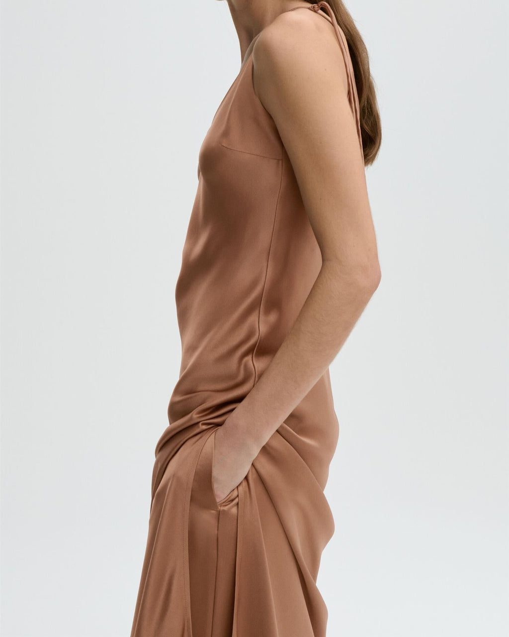Pascale satin maxi dress Latte Brown