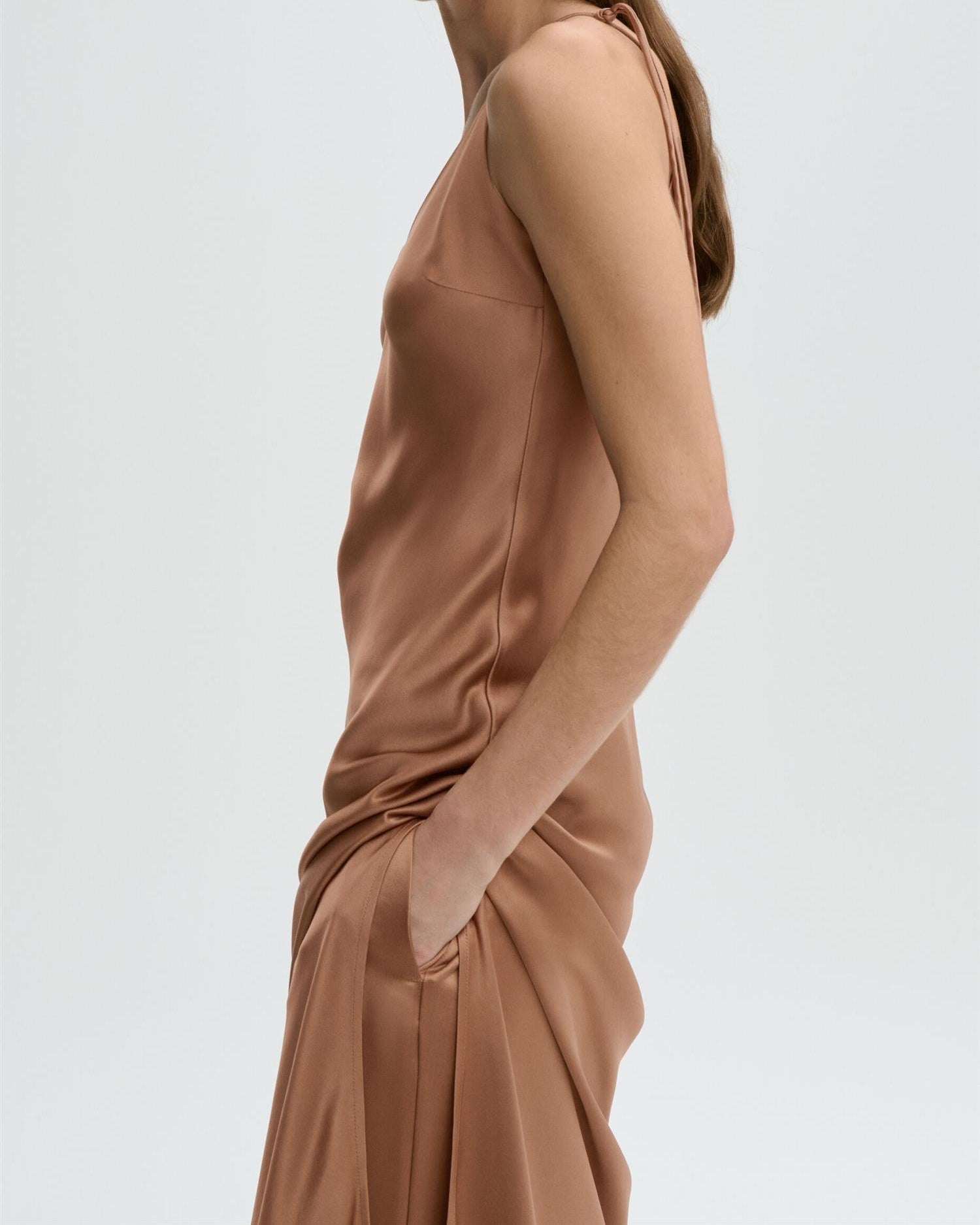 Pascale satin maxi dress Latte Brown