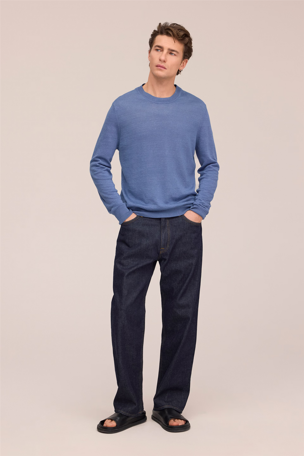 Ted 60058 Linen Sweater Stone Blue