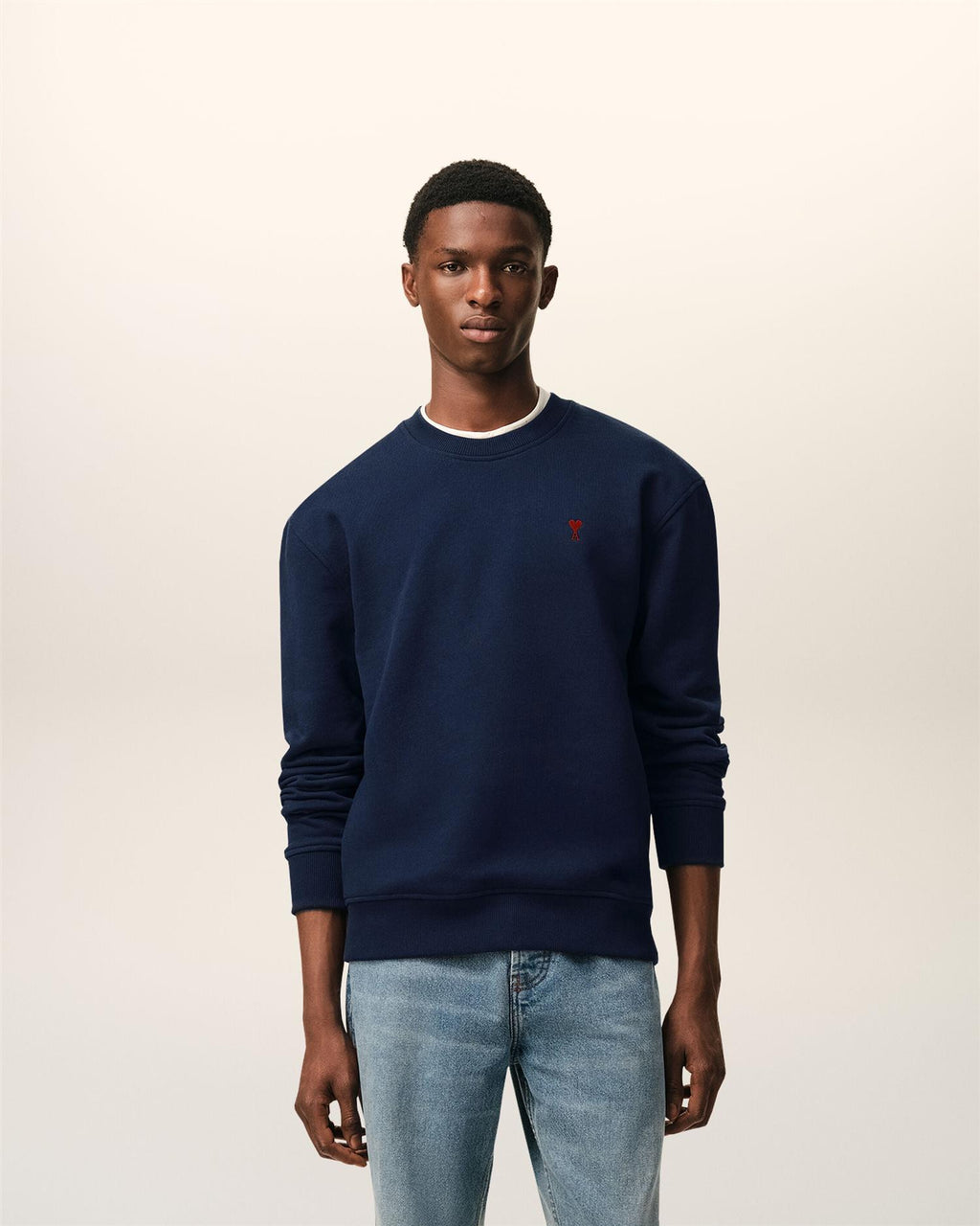 LOOPBACK COTTON AMI DE COEUR SWEATSHIRT NIGHT BLUE