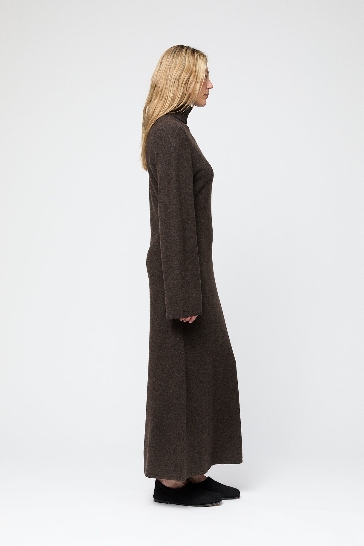 Turtleneck Toulon Knitted Maxi Dress Coffee