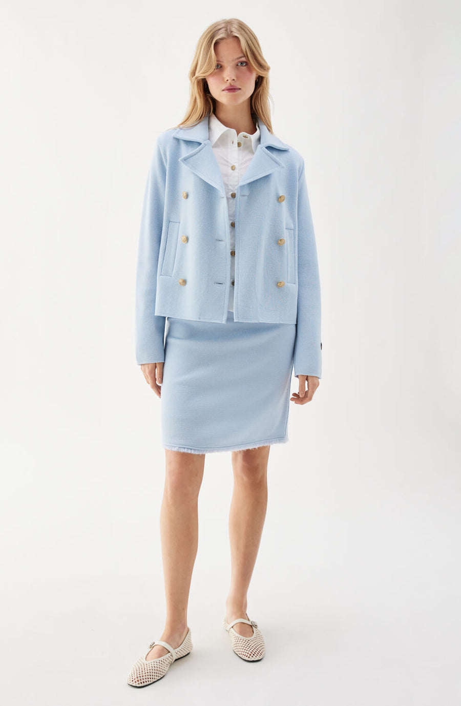 INDRA KNITTED WOOL JACKET Ice Blue