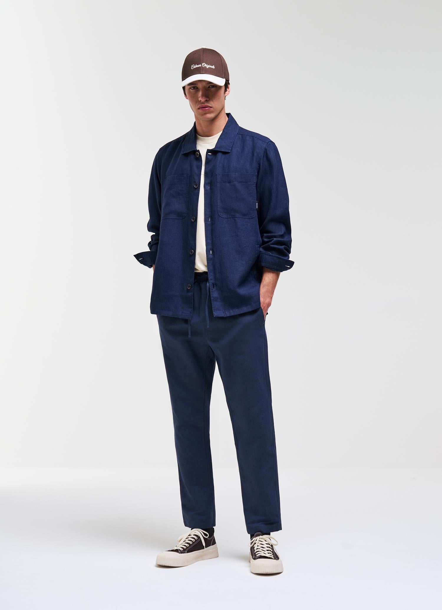 LINEN OVERSHIRT NAVY BLUE