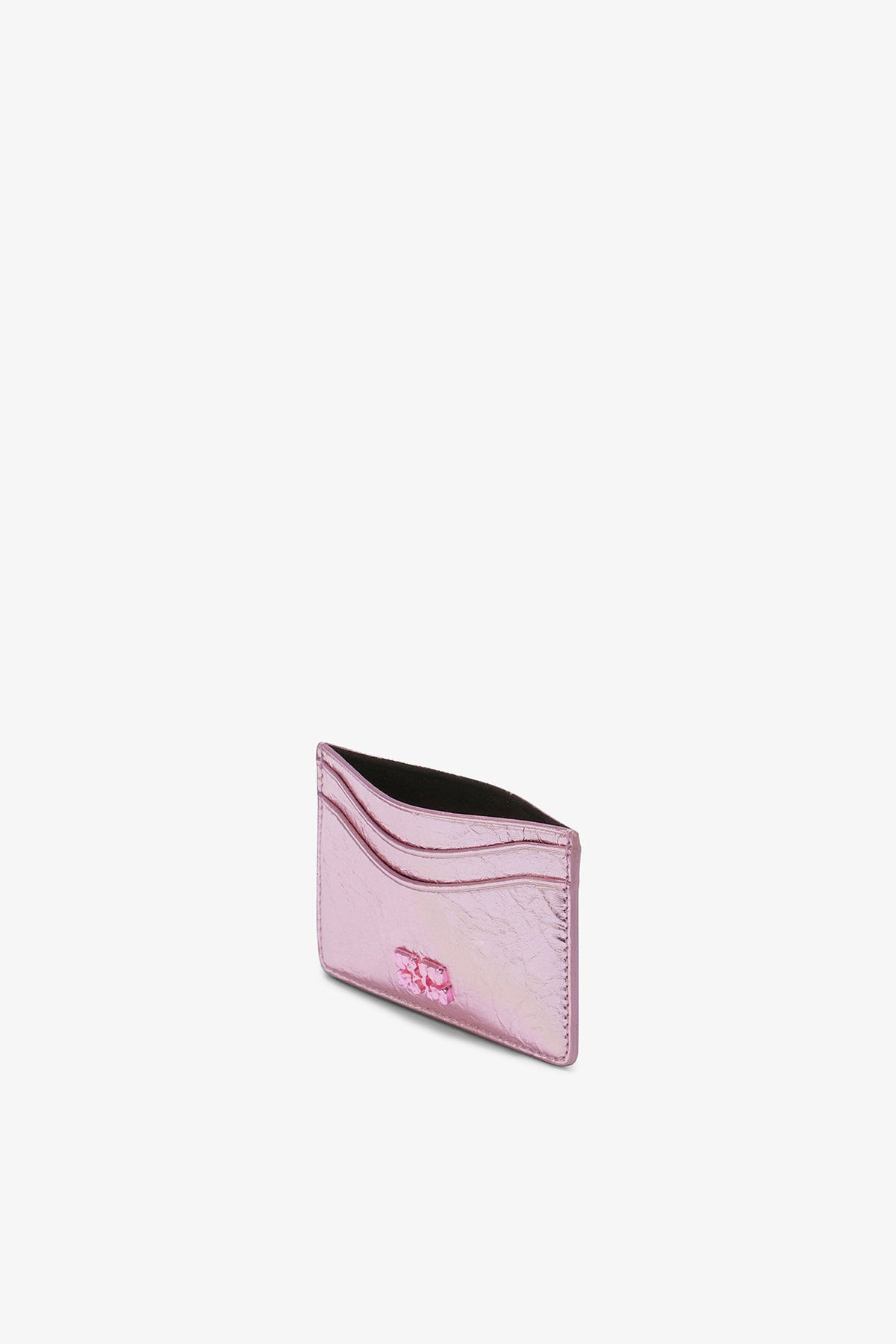 Card Holder Metallic Crushed Silver Pink