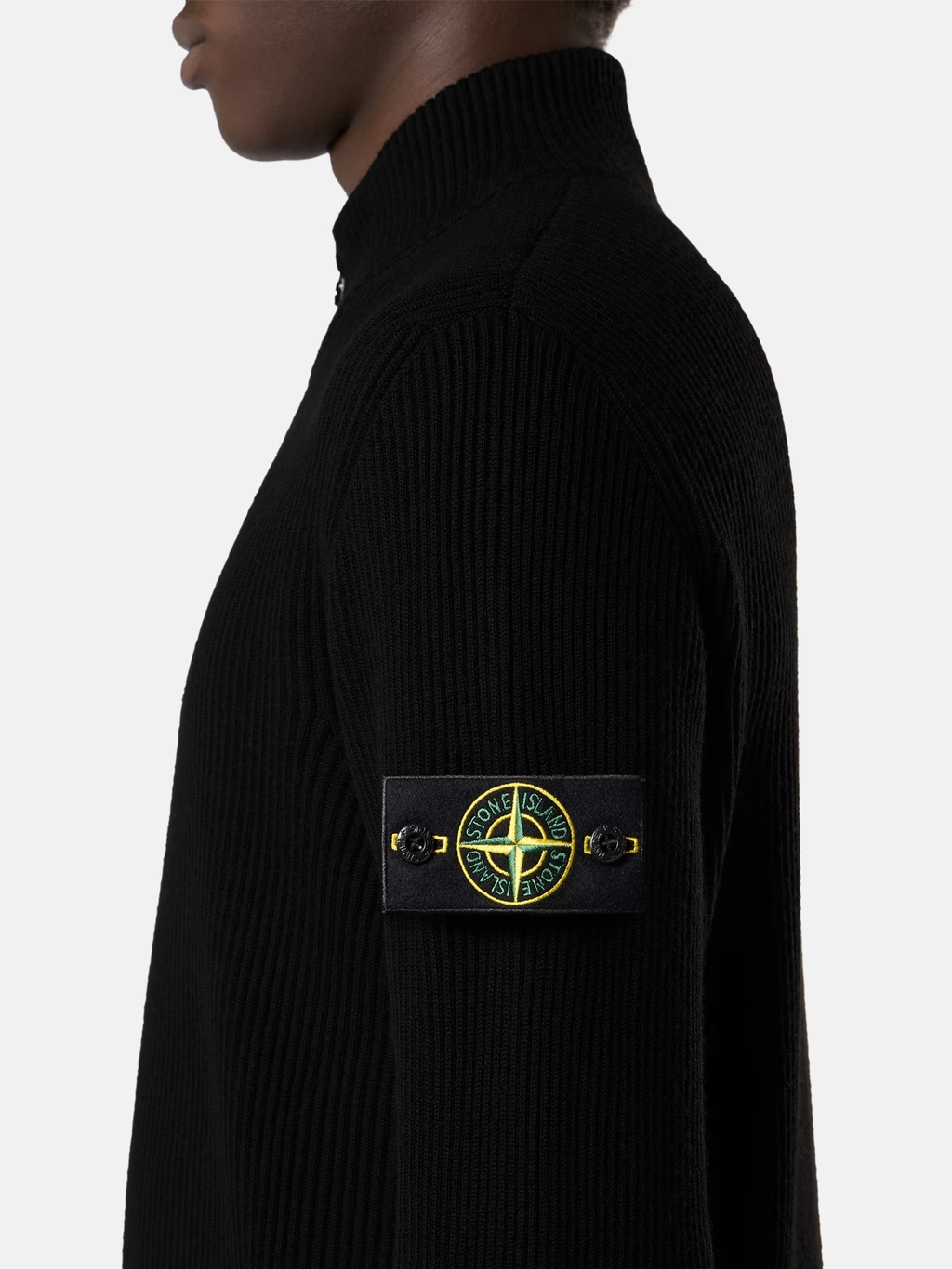 Ribbed 12gg Full-Zip Wool Sweater BLACK