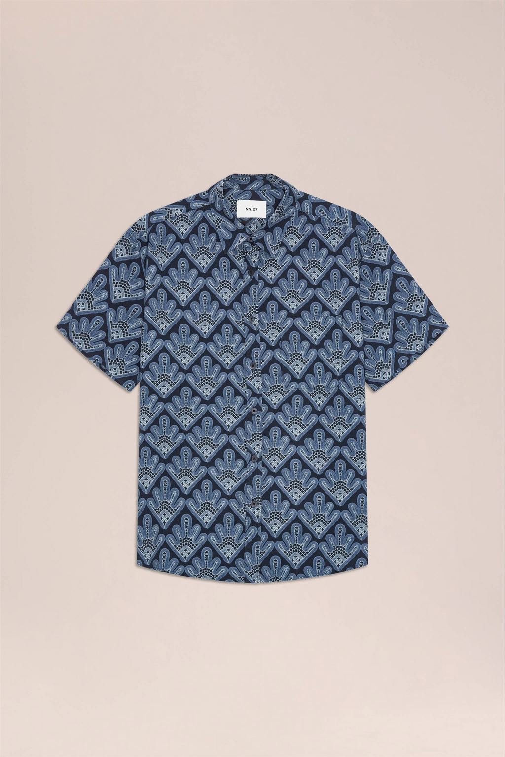 Deon All-Over Print Short Sleeve Shirt Navy Blue