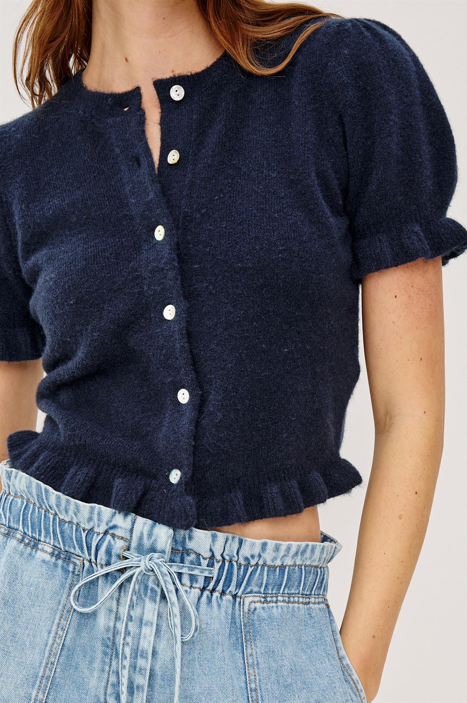 LORA SHORT SLEEVE CARDIGAN NAVY