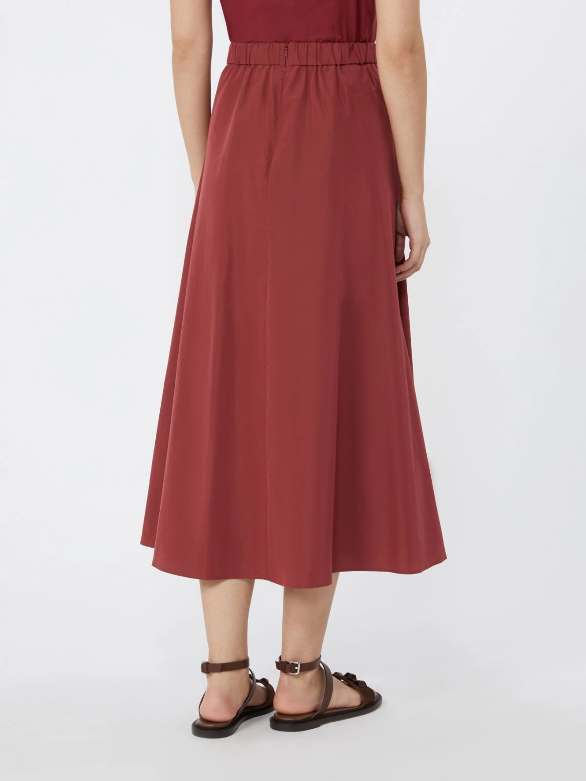 FORMICA Pleated Taffeta Long Skirt CHERRY
