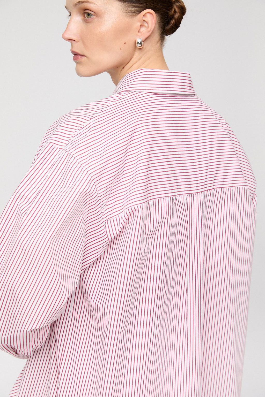 Coastal Cotton Shirt White Red Pinstripe