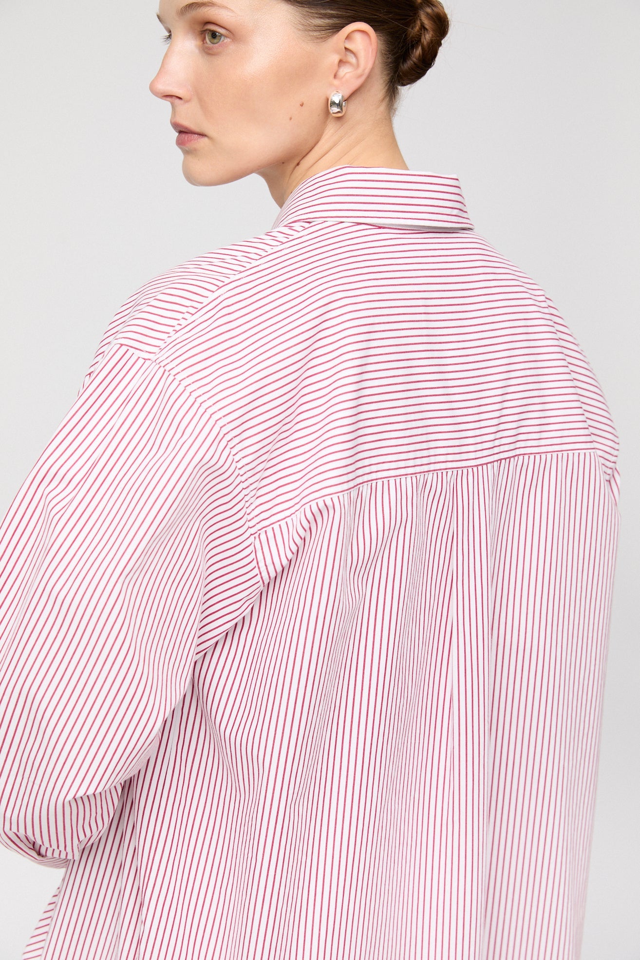 Coastal Cotton Shirt White Red Pinstripe