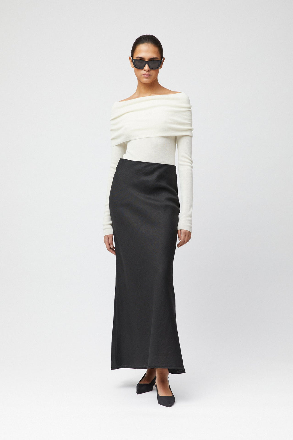 Off Shoulder Knit Top Macadamia