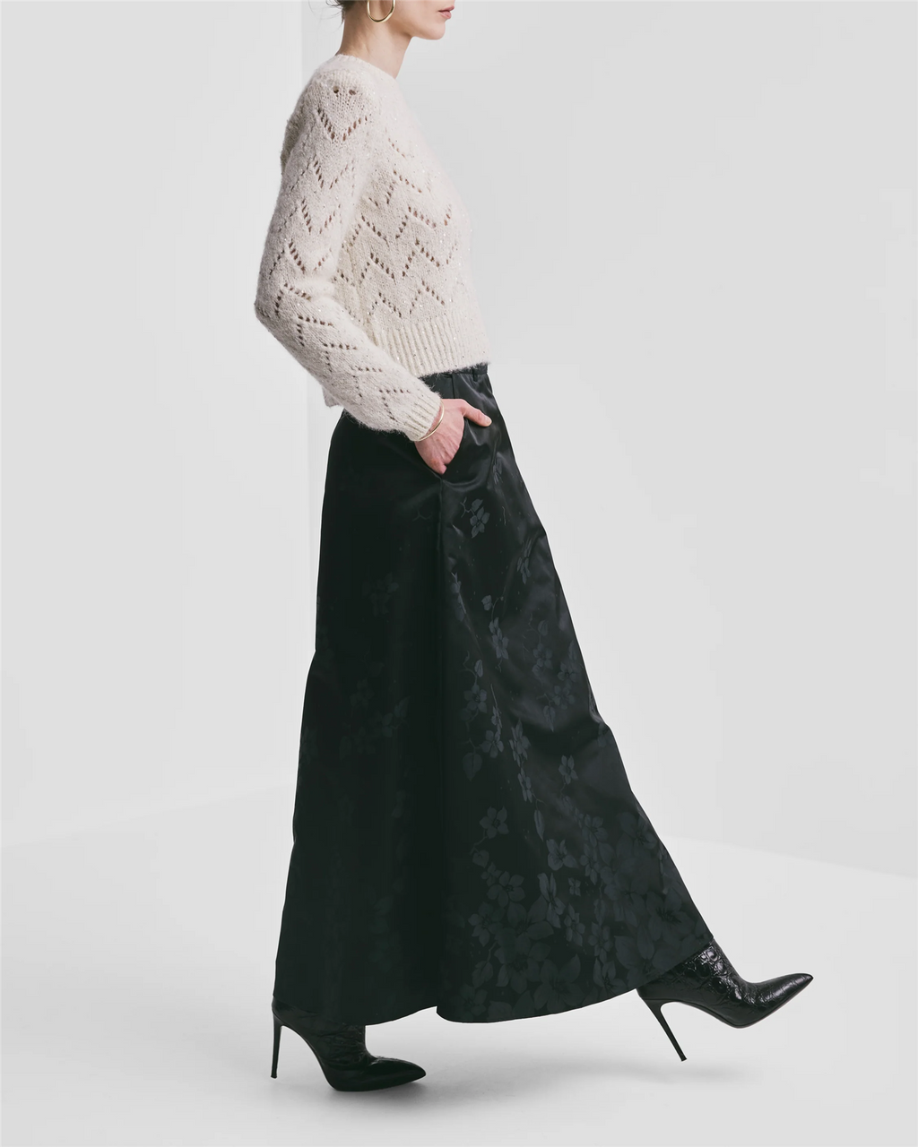 jacquard Maxi Skirt Black