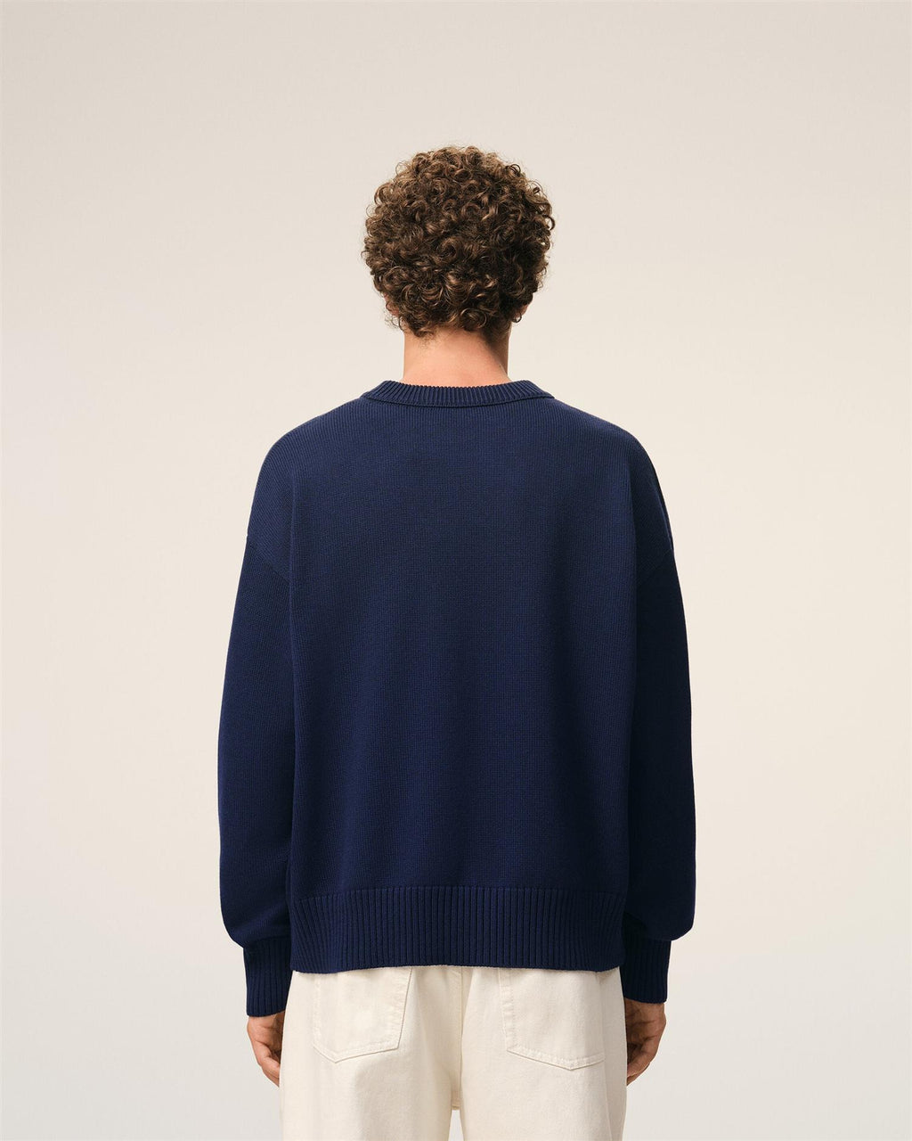 WOOL COTTON AMI DE COEUR SWEATER INK/OFF WHITE