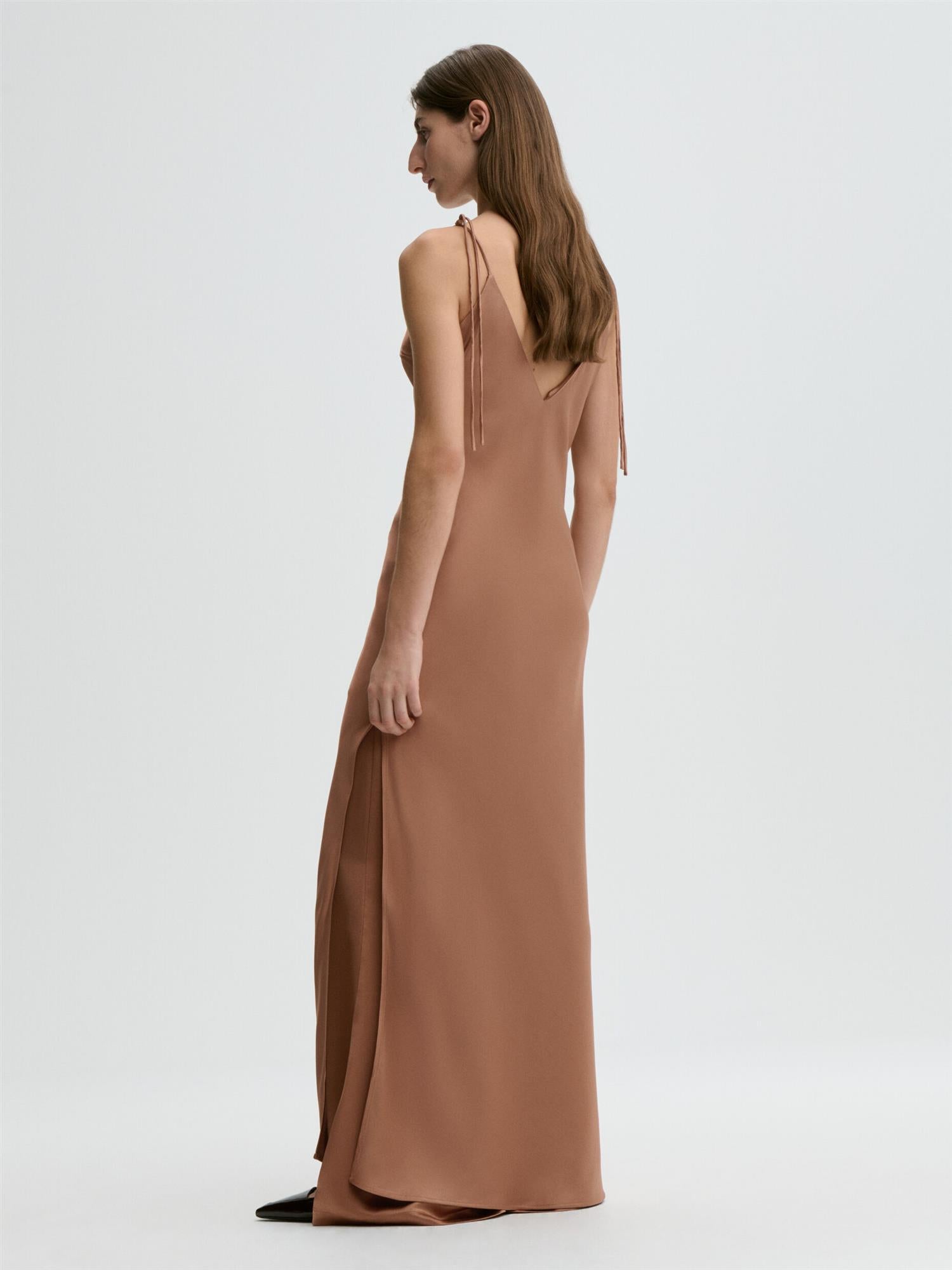 Pascale satin maxi dress Latte Brown
