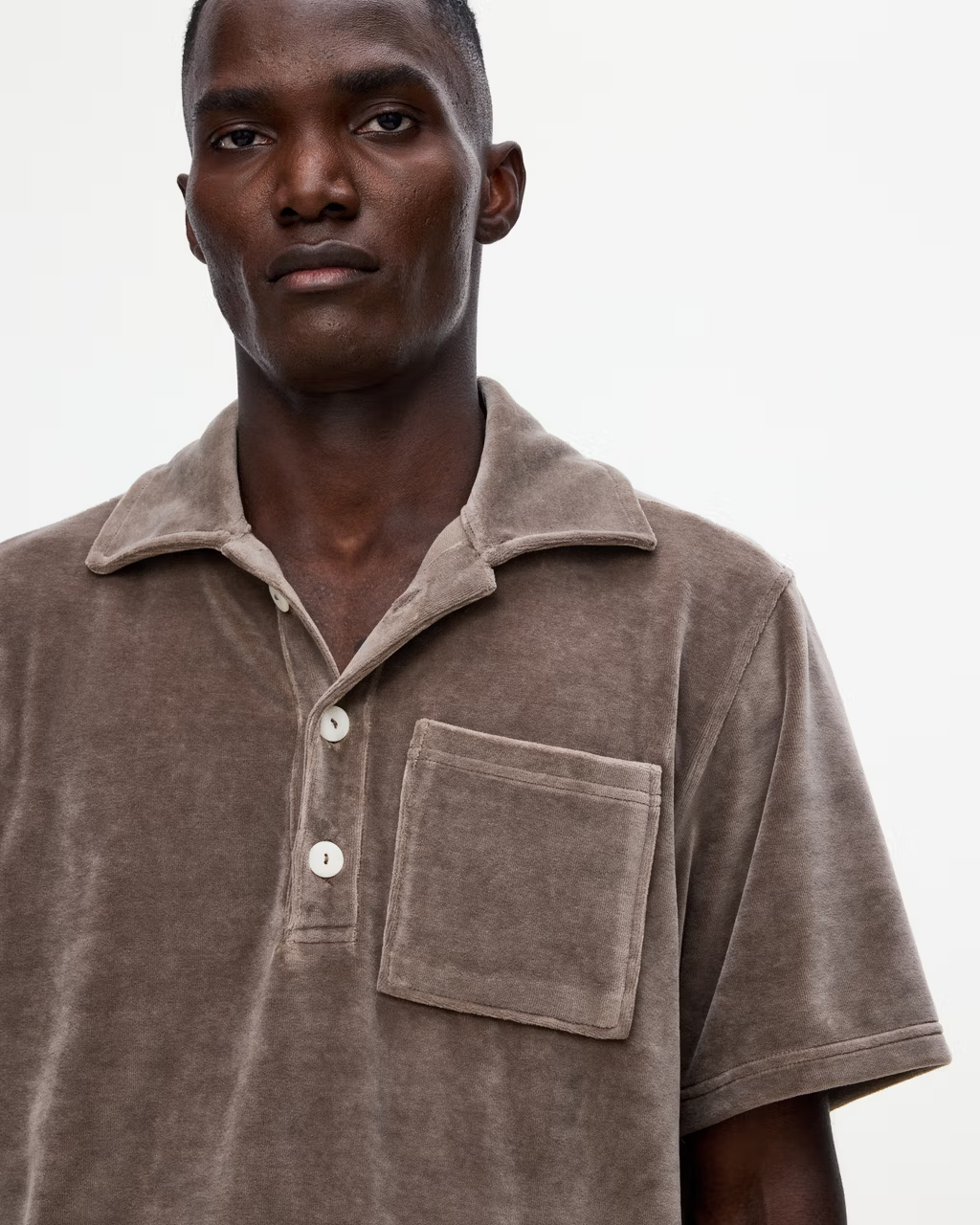 Girona Velour Polo Shirt Taupe Brown