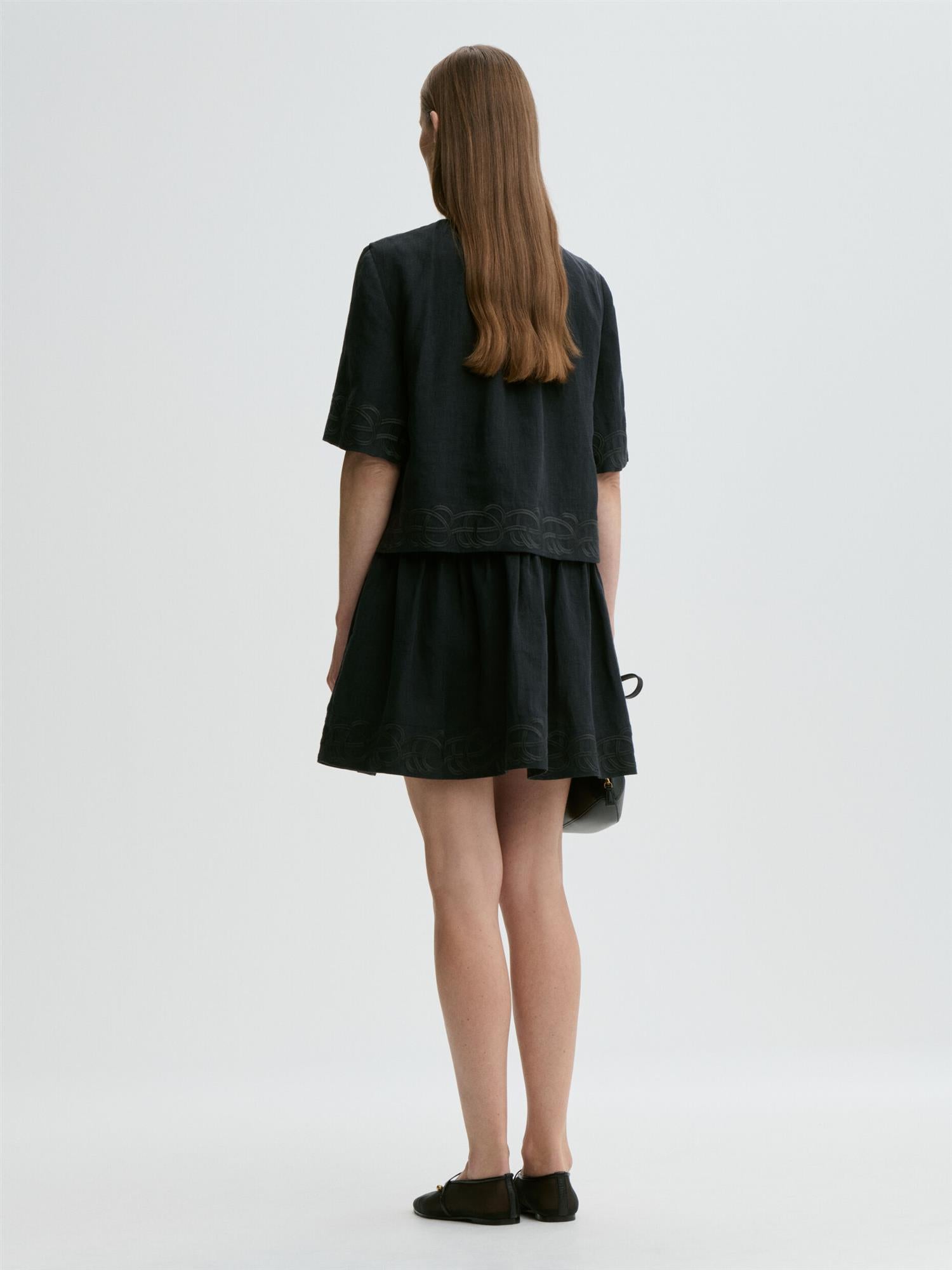 Jania linen mini dress Black