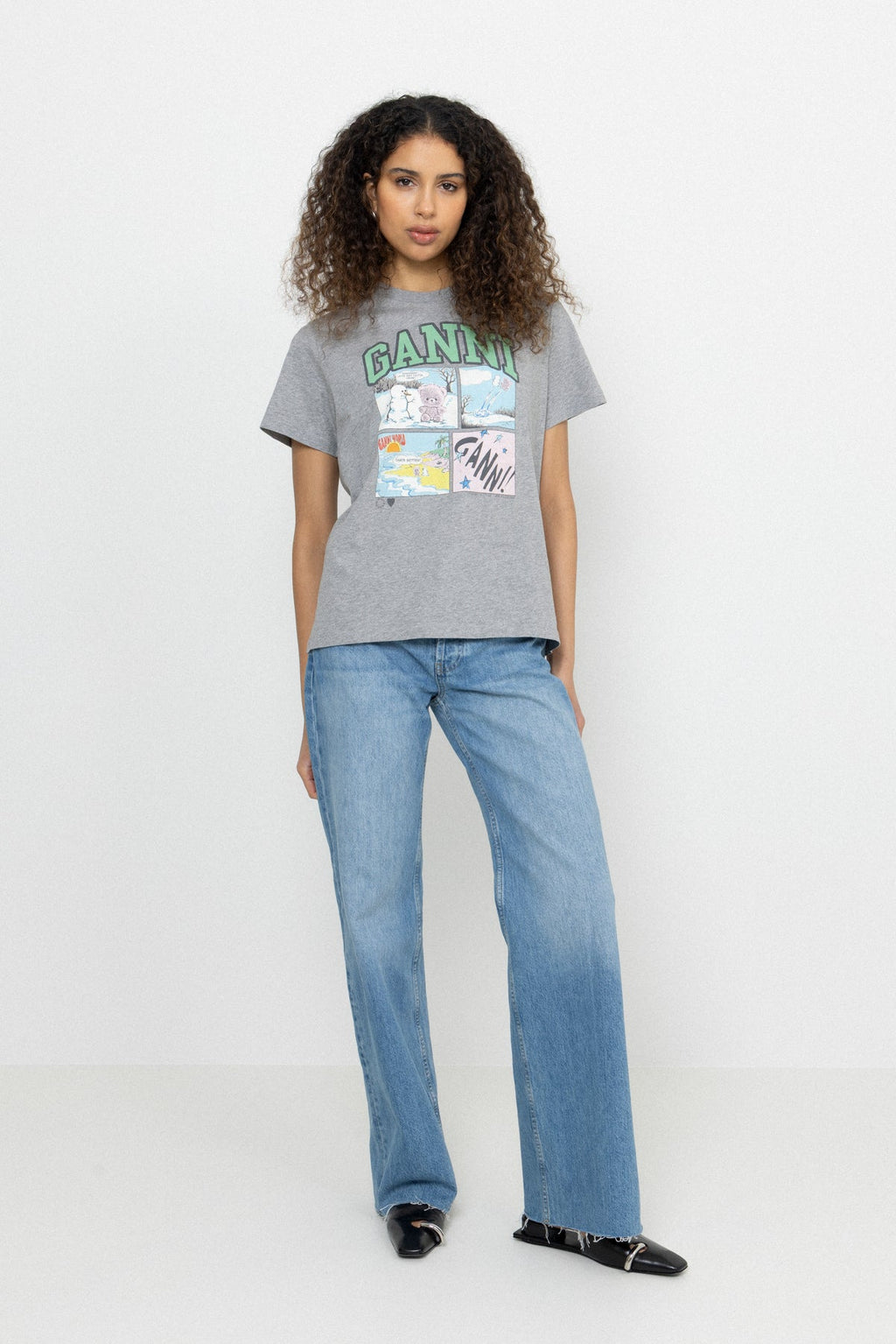 Bear Comic Teddy Print T-shirt Paloma Grey