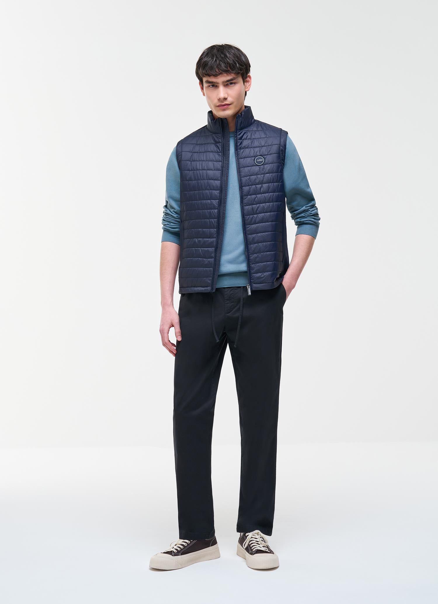 Hybrid knit and padded VEST NAVY BLUE