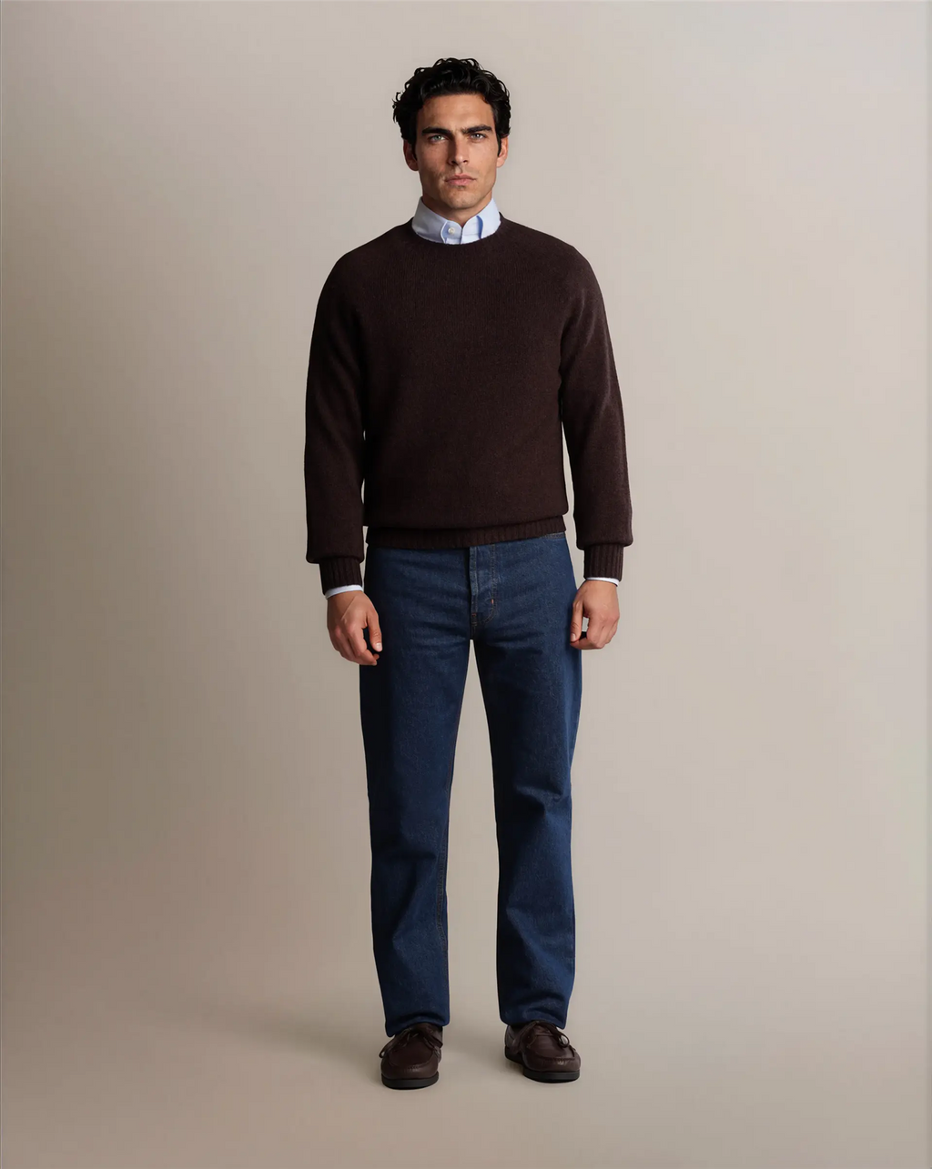 Shetland Wool Sweater Brown