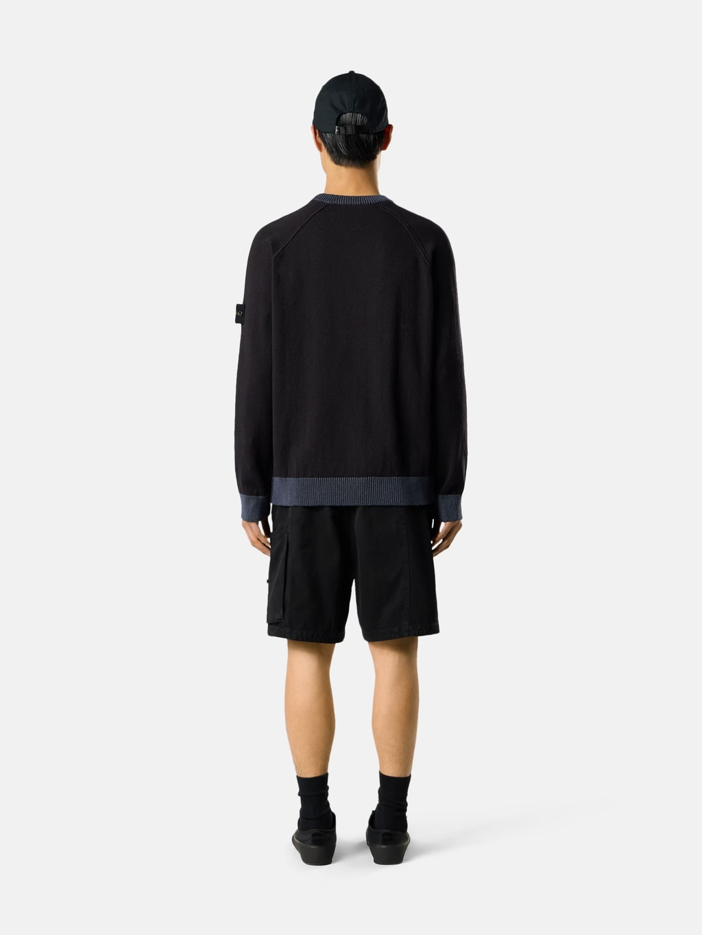 RAW HAND KNITTED COTTON SWEATER NAVY BLUE
