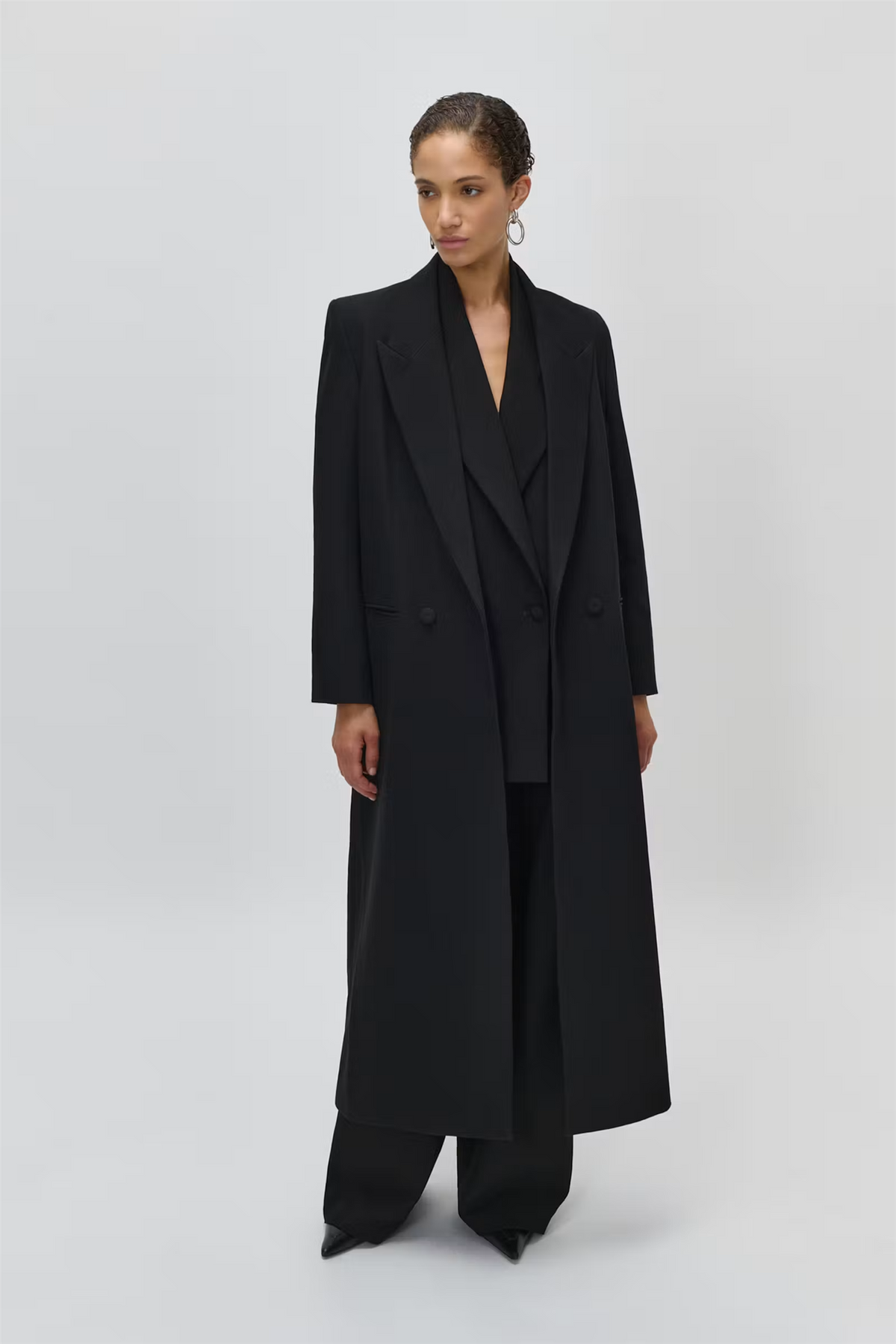 Jil Ann Polyester Blend Coat Black