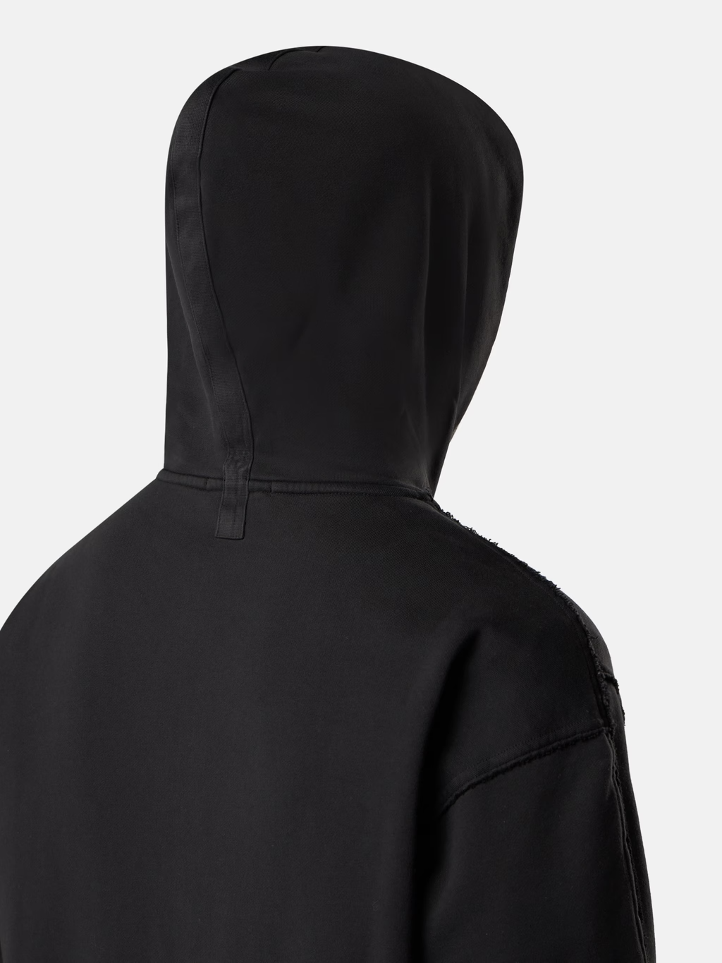 Oversized RAW EDGE ZIP-HOOD BLACK