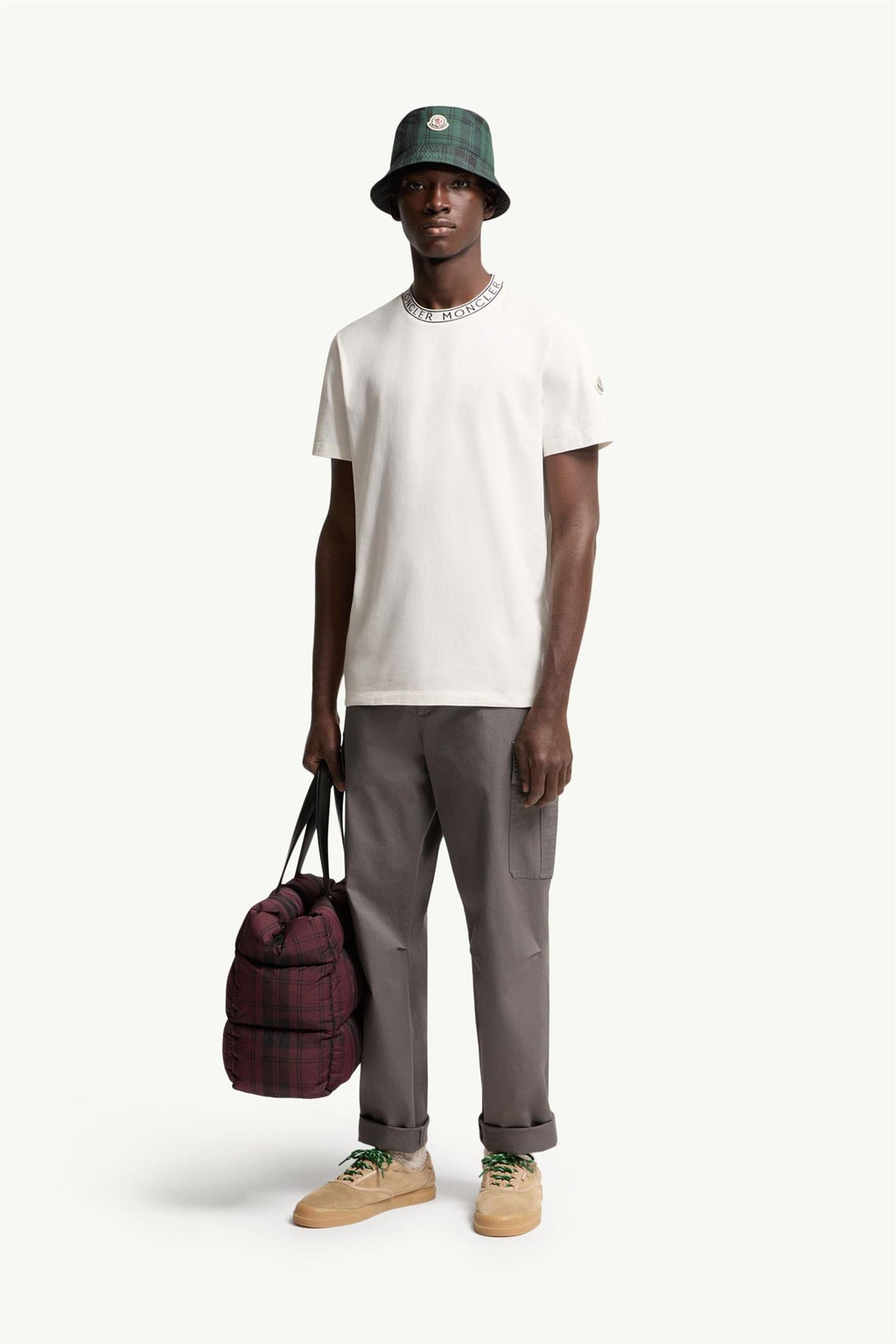 Intarsia logo neckrib T-SHIRT OFF WHITE