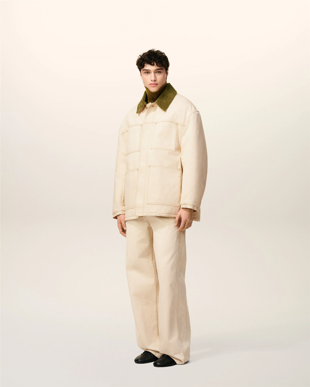 PADDED COTTON WORKER JACKET ECRU