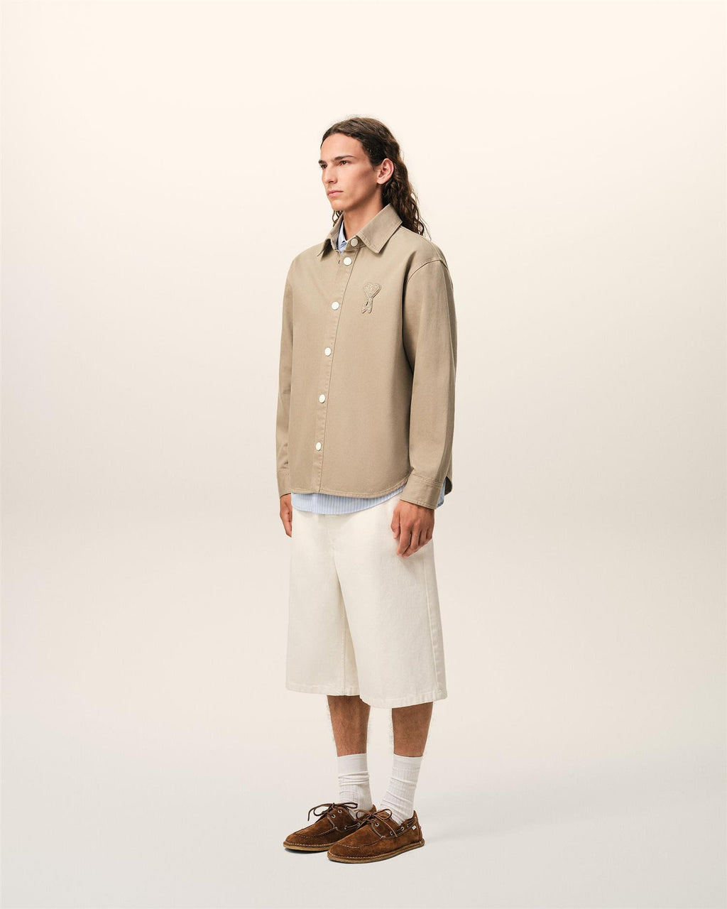 ADC crochet LOGO COTTON TWILL OVERSHIRT TAUPE