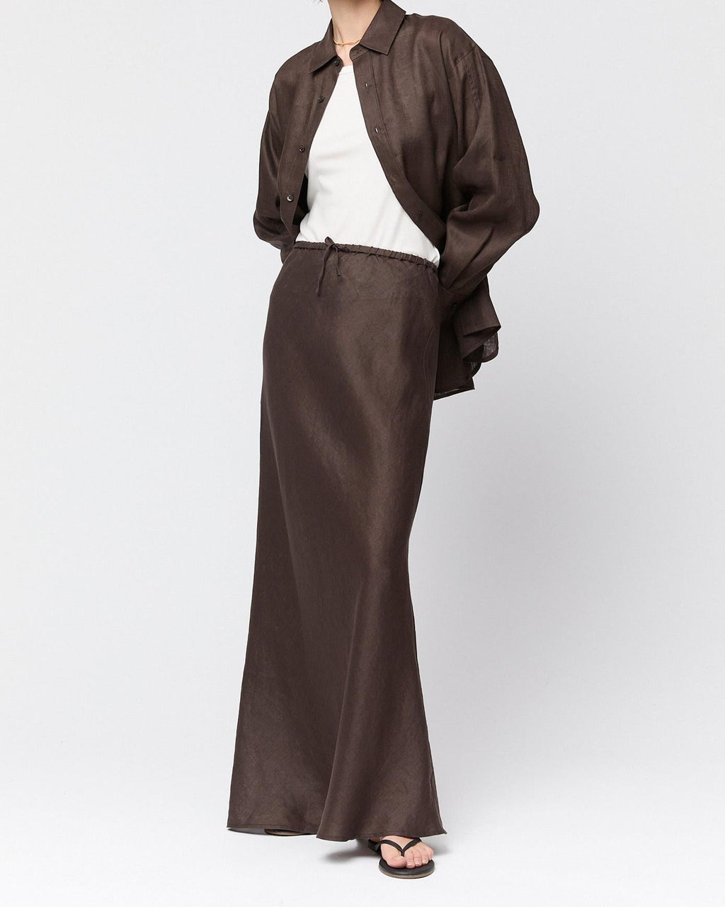 Linen Siena Skirt Chocolate Brown