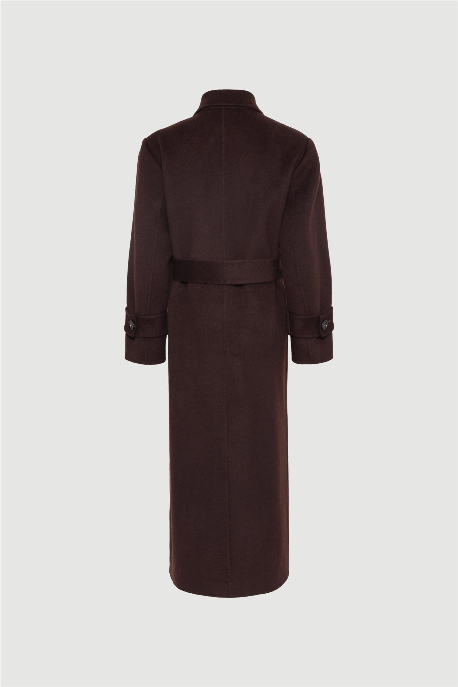 Saville Double Breasted Wool Coat Mahogany